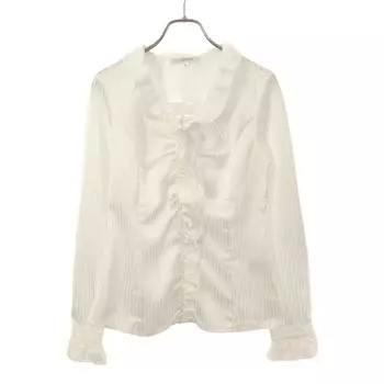 unused NARACAMICIE Striped Pattern Long sleeve Frill blouse white Tagged Women Used
