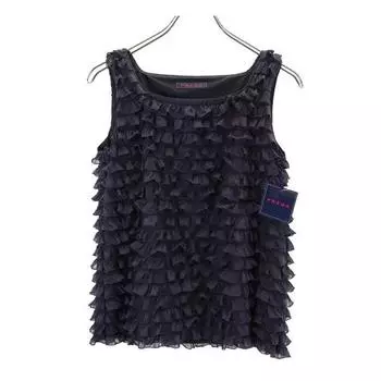 unused PREGA made in Japan No sleeve Layered frills Cut 38 Navy system Women Used