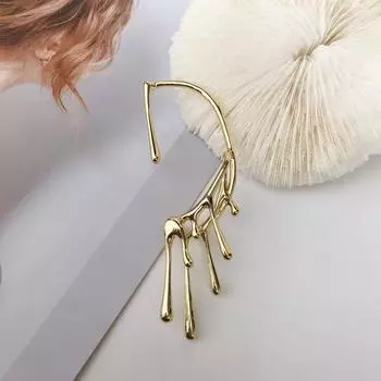 Unusual Unique For Women Dripping Hyperbole Hanging Clip Earrings Left Ear Lava Melt Hook Earring золотой