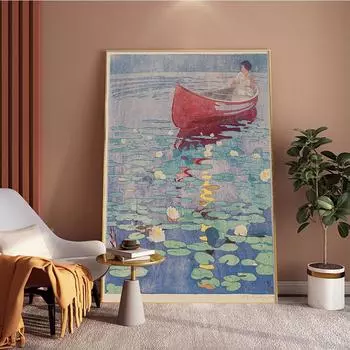 Уолтер Джозеф Филлипс принт художественный постер сверкающий холст картина женская гребля на каноэ водяная лилия озеро настенная картина 21cm30cm NoFrame