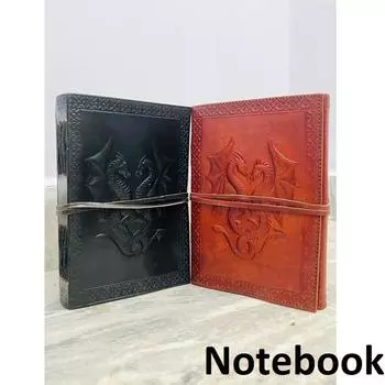 УПАКОВКА ИЗ 2 Дневников из кожи дракона для мужчин и женщин, винтажный блокнот, альбом для рисования, дневник для художников, путевой журнал, кельтский журнал, подарки на День святого Валентина 7 x 5 in (pack of 2) коричневый/чёрный