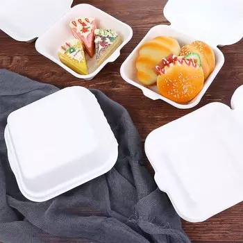Упаковка для гамбургеров, пригодная для микроволновки, ланч-боксы, коробки для закусок, фруктовый торт, контейнер для готовой еды beige-20pcs