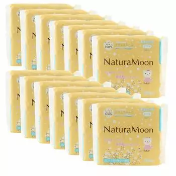 Упаковка гигиенических салфеток NaturaMoon для ежедневного использования без полимеров 24 шт. [14 комплектов] (Нет крыльев) Абсорбент, неполимерный, [квазилекарственный]