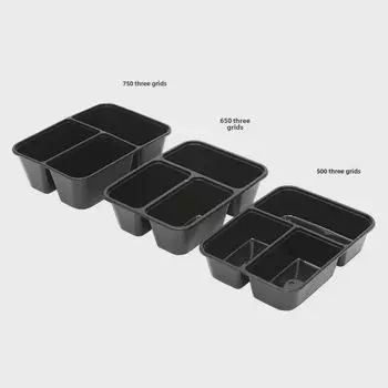 Упаковка из 1000 одноразовых ланч-боксов с тремя сетками черного цвета, утолщенные, прозрачные, с отделениями для еды на вынос и фаст-фуда - Бесплатная доставка