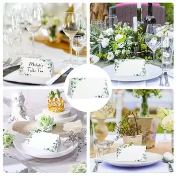 Упаковка из 100 элегантных карточек рассадки с полевыми цветами. Карточки для сервировки стола. Элегантные карточки для рассадки на свадьбы и особые мероприятия.