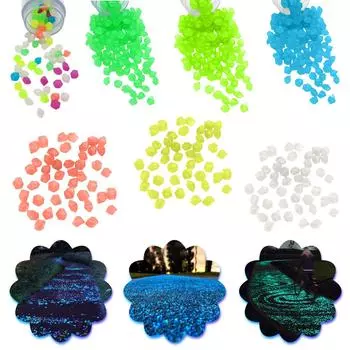 Упаковка из 100 цветных светящихся камней, ромбы, светящиеся камни, уличный декор, тротуар, сад, аквариум, бассейн One Size синий