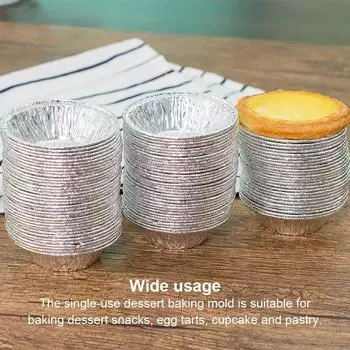 Упаковка из 100 форм для яичных тартов, самодельные одноразовые формы для выпечки, складывающиеся в стопку, формы для печенья, формы для кексов, форма для десерта, кухонная выпечка