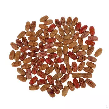 Упаковка из 100 овальных деревянных бусин с принтом для изготовления украшений. Фурнитура для подвесок-прокладок.