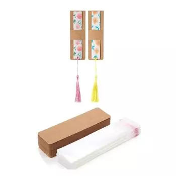 Упаковка из 100 рукавов для закладок «сделай сам», пустые карточки, универсальный держатель для закладок из крафт-бумаги, прозрачные самоклеящиеся пакеты