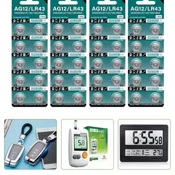 Упаковка из 10/20/30/40 шт. AG12/LR43 батарейки-таблетки SR43SW LR1142 186 386A батарейки-таблетки для часов игрушка с дистанционным управлением 10