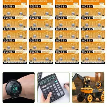 Упаковка из 10/20/30/40 шт. батареек AG0/LR521 SR521W SR521SW LR63 379A 379 плоские батарейки для часов пульта дистанционного управления игрушками 10