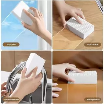 Упаковка из 10 белых чистящих губок, многофункциональных губчатых поролоновых подушечек, многоразовых, 2 X Plus Strength для стен кухни и ванной комнаты