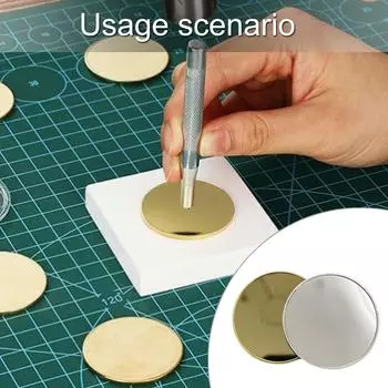 Упаковка из 10 гравировальных зеркальных заготовок Challenge Coin Solid Brass Plated 40 мм с прозрачным защитным футляром для поделок серебряный