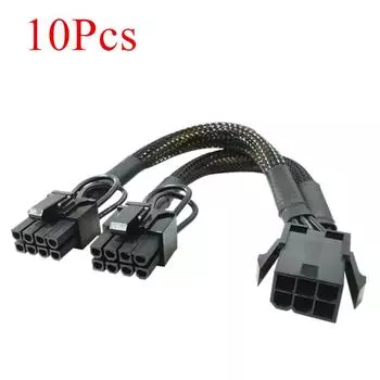 Упаковка из 10 кабелей-адаптеров питания для видеокарты GPU PCI Express 6-pin на двойной 8-pin