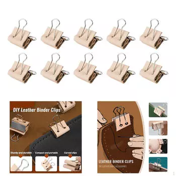 Упаковка из 10 маленьких зажимов для бумаг, инструменты для рукоделия из ПУ кожи для дома и школы S