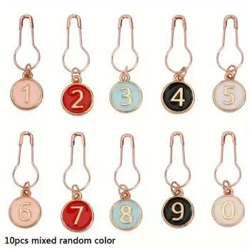 Упаковка из 10 металлических швейных принадлежностей, эмалированные пронумерованные маркеры для вышивки, бирки для вязания крючком и спицами, хранение швейных принадлежностей