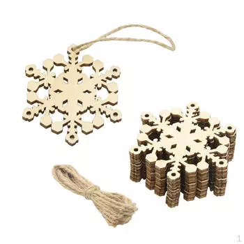 Упаковка из 10 незаконченных рождественских снежинок, деревянных значков, подарочных бирок, украшений для рождественской елки