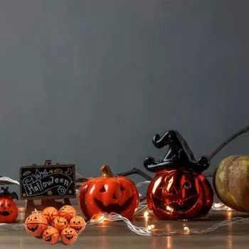 Упаковка из 10 подвесок в виде тыквенных колокольчиков на Хэллоуин, металлические, с улыбающимся лицом, для изготовления сережек и вечеринок, ювелирных изделий 1