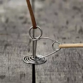 Упаковка из 10 пружинных колышков для палубы, веревочных пряжек, портативных ветрозащитных выдвижных крючков для тента из нержавеющей стали, инструментов для кемпинга 10PCS