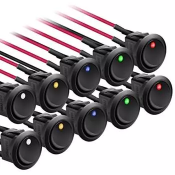 Упаковка из 10 разноцветных кулисных переключателей, 2 положения включения-выключения со светодиодным переключателем Dpst, 3-контактный кулисный переключатель, 12 В, 20 А, кнопка кулисного переключателя для автомобильной лодки 16x12x5cm