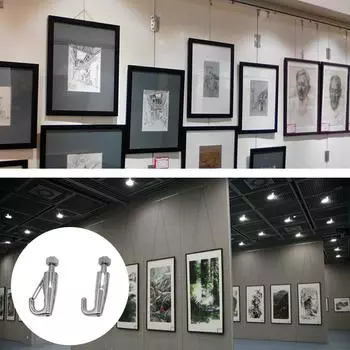 Упаковка из 10 регулируемых крючков для подвешивания картин из нержавеющей стали, металлические крючки для фотографий, крючок для картин для систем художественной галереи A