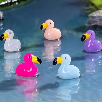 Упаковка из 10 шт. красочных миниатюрных фигурок уток-фламинго, маленькие фигурки из смолы для украшения садового ландшафта, аквариума синий