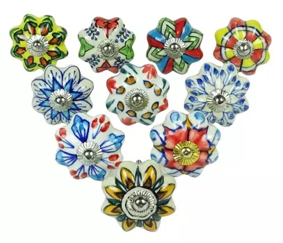 Упаковка из 10 штук белых керамических ручек для ящиков дверных шкафов тянет индийский As Per Description белый