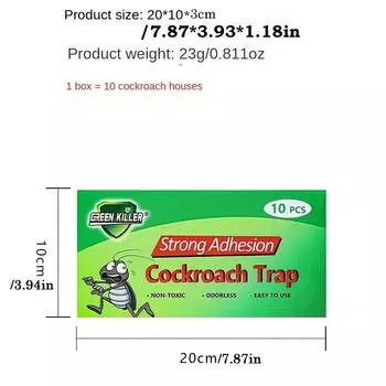 Упаковка из 10 зеленых ловушек для тараканов Killer, нетоксичные липкие коробки, несколько точек входа, водонепроницаемые, для борьбы с домашними вредителями 10PCS