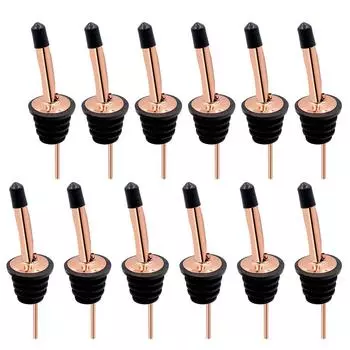 Упаковка из 12 классических бутылочных диспенсеров из нержавеющей стали с коническим носиком - диспенсеры для спиртных напитков с резиновыми пылезащитными колпачками