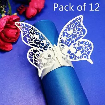 Упаковка из 12 колец для бумажных салфеток в виде бабочек для украшения свадебной вечеринки