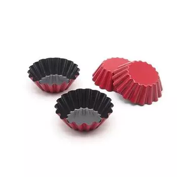 Упаковка из 12 ярких круглых многоразовых формочек с антипригарным покрытием для выпечки кексов и маффинов, (Красный 6x4x2см) розовый