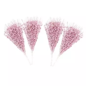 Упаковка из 12 штук светло-красных рождественских блестящих ягодных стеблей One Size розовый