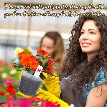 Упаковка из 18 штук 3-х размеров, прозрачные горшки с поддоном и 100 шт. этикеток для растений