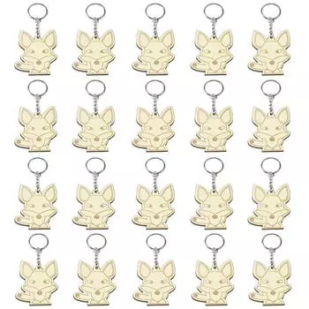 Упаковка из 20 деревянных брелоков с героями мультфильмов, брелок-подвеска в виде животных, заготовки для деревянных бирок, предметы искусства и ремесла, креативный подарок для рюкзака, сумки, кошелька