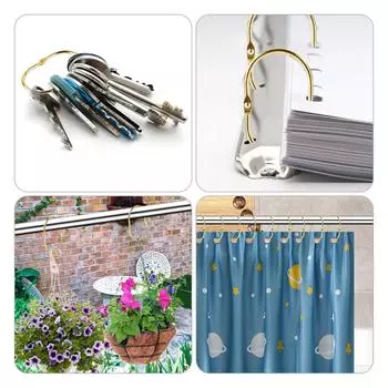 Упаковка из 20 металлических зажимов для душевой занавески Простые металлические крючки для душевой занавески Металлические крепления для душа Удобные кольца для подвешивания чёрный