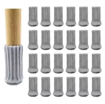 , Упаковка из 24 носков для мебели, вязаные ножки для мебели, эластичные, нескользящие, с толстой подошвой, подходят для ножек стульев