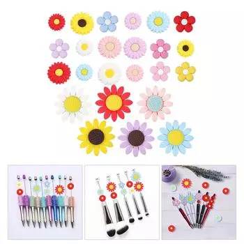 Упаковка из 24 полых бусин, ювелирные компоненты, шикарные цветочные бусины, набор разноцветных цветочных силиконовых бусин для ювелирных изделий