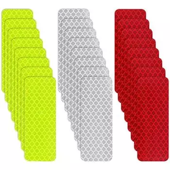 Упаковка из 24 предупреждающих светоотражающих наклеек 3 х 8 см. Предупреждающая лента безопасности. Самоклеящаяся защитная светоотражающая лента для велосипедов. Коляски. Школьные сумки. Рюкзаки. 11x8x2cm