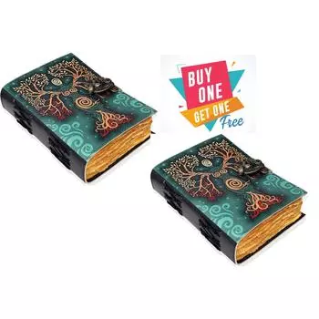 Упаковка из 2 блокнотов ручной работы, подарочный кожаный дневник с тиснением молитвы, языческий винтаж, 7 х 5 дюймов 5 x 7 in