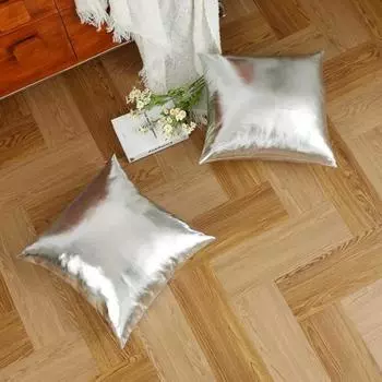Упаковка из 2 декоративных наволочек, современный металлический блестящий чехол для подушки, искусственная кожа, мягкая квадратная наволочка для дивана-кровати, вечеринка, 45 x 45 см золотой