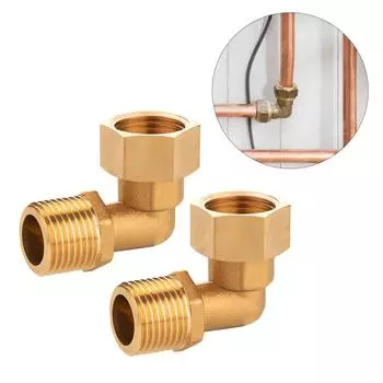 Упаковка из 2 латунных угловых фитингов 90 градусов с наружной и внутренней резьбой 1/2 дюйма, простая установка для систем водоснабжения и отопления