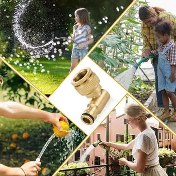 Упаковка из 2 латунных угловых шланговых соединителей, садовый адаптер для крана, вращающийся на 90 градусов шланговый патрубок для использования на открытом воздухе