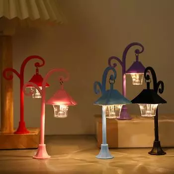 Упаковка из 2 миниатюрных уличных фонарей для кукольного домика для реалистичного декора и любителей рукоделия, модель освещения для дорожек 2