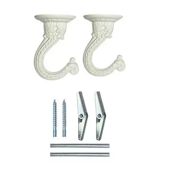 Упаковка из 2 надежных потолочных крючков повышенной прочности для использования в помещении и на улице, идеально подходит для подвешивания растений или люстр. белый