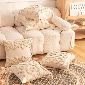 Упаковка из 2 наволочек из искусственной шерсти 18x18 дюймов, декоративная наволочка для дивана из бархата в фермерском стиле, мягкая плюшевая квадратная наволочка в стиле бохо 18 * 18