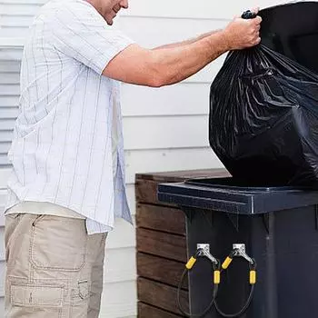 Упаковка из 2 прочных замков для крышек мусорных баков, надежные крышки мусорных баков для улицы со стальными тросовыми ремнями, комплект замков для крышек мусорных баков 2