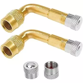 Упаковка из 2 удлинителей клапана на 90 градусов, медный адаптер клапана, удлинитель углового клапана, автомобильный клапан, удлинитель клапана для шин, угловой клапан для автомобиля, мотоцикла, велосипеда 8x5x2cm