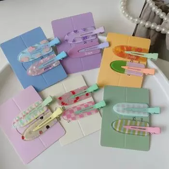 «Упаковка из 2 заколок для волос серии Y2K Fresh Juice Duckbill — милые, бесшовные, аксессуары с челкой на бок»