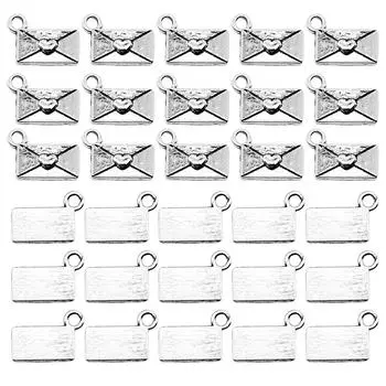 Упаковка из 30 стильных подвесок в виде любовных писем из старинного серебра, идеально подходящих для самостоятельного изготовления ювелирных изделий и уникальных дизайнов подвесок A