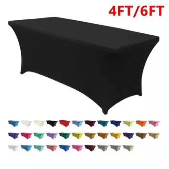 Упаковка из 3/5 шт. эластичных скатертей из спандекса, прямоугольных, 4/6 футов, подходит для вечеринок, домашних банкетов, свадеб и мероприятий 4FT 1pc фиолетовый